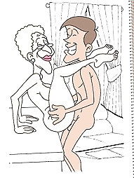 Cartoon elderly and grannies naked.